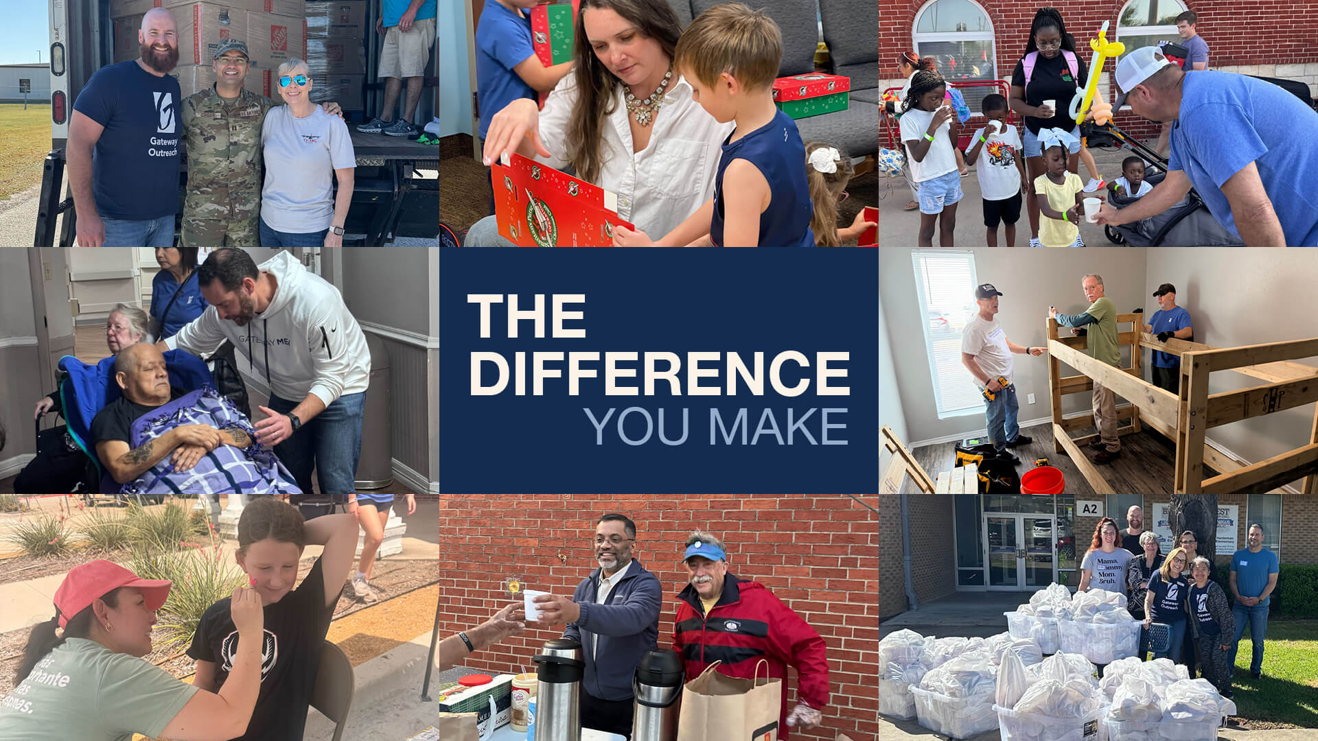 Collage of people serving